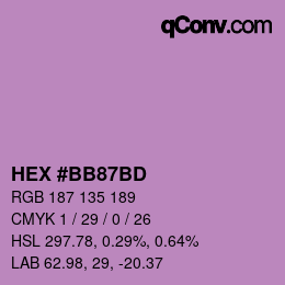 Color code: HEX #BB87BD | qconv.com