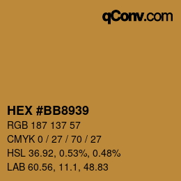Color code: HEX #BB8939 | qconv.com
