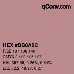 Color code: HEX #BB8A8C | qconv.com