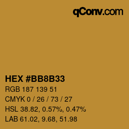 Color code: HEX #BB8B33 | qconv.com
