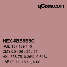 Color code: HEX #BB8B8C | qconv.com