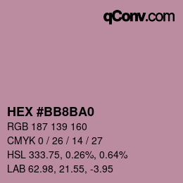 颜色代码: HEX #BB8BA0 | qconv.com