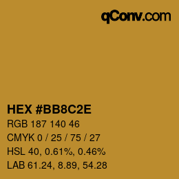Color code: HEX #BB8C2E | qconv.com