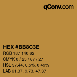 Farbcode: HEX #BB8C3E | qconv.com