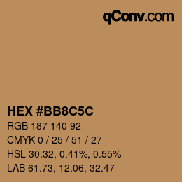 Color code: HEX #BB8C5C | qconv.com