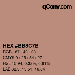 Color code: HEX #BB8C7B | qconv.com