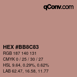 Color code: HEX #BB8C83 | qconv.com
