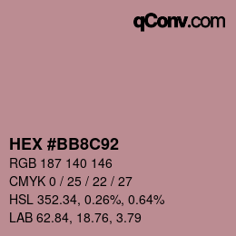 カラーコード: HEX #BB8C92 | qconv.com
