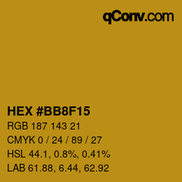 Color code: HEX #BB8F15 | qconv.com