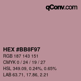 カラーコード: HEX #BB8F97 | qconv.com