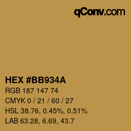 Color code: HEX #BB934A | qconv.com