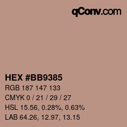 カラーコード: HEX #BB9385 | qconv.com