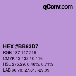 Color code: HEX #BB93D7 | qconv.com