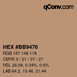 Color code: HEX #BB9476 | qconv.com