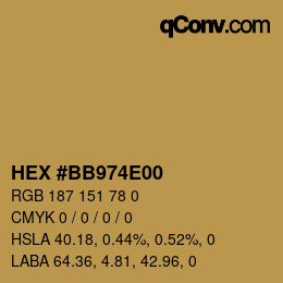Farbcode: HEX #BB974E00 | qconv.com