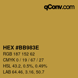 Farbcode: HEX #BB983E | qconv.com