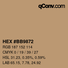 Color code: HEX #BB9872 | qconv.com