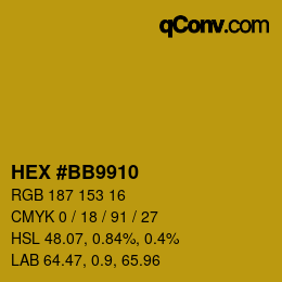 カラーコード: HEX #BB9910 | qconv.com