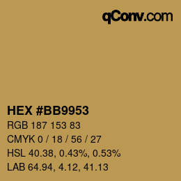 Color code: HEX #BB9953 | qconv.com