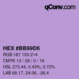 Color code: HEX #BB99D6 | qconv.com