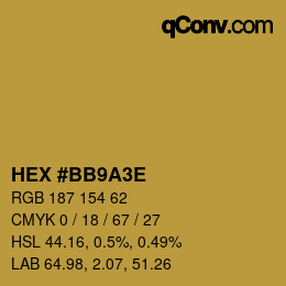 Color code: HEX #BB9A3E | qconv.com