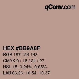 カラーコード: HEX #BB9A8F | qconv.com