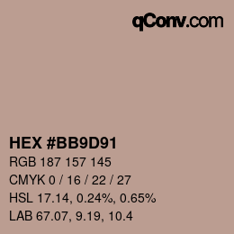 Color code: HEX #BB9D91 | qconv.com