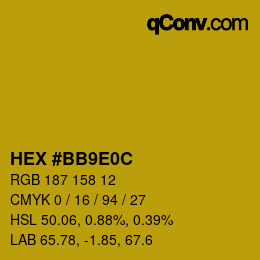 Color code: HEX #BB9E0C | qconv.com
