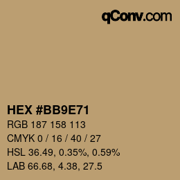 カラーコード: HEX #BB9E71 | qconv.com