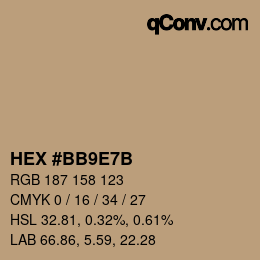 Color code: HEX #BB9E7B | qconv.com