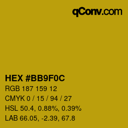 Color code: HEX #BB9F0C | qconv.com