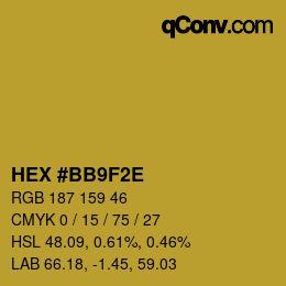 Color code: HEX #BB9F2E | qconv.com