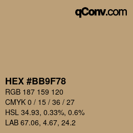 Color code: HEX #BB9F78 | qconv.com