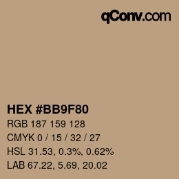 Código de color: HEX #BB9F80 | qconv.com