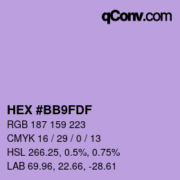 Color code: HEX #BB9FDF | qconv.com