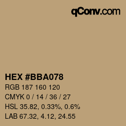 カラーコード: HEX #BBA078 | qconv.com