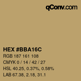 カラーコード: HEX #BBA16C | qconv.com