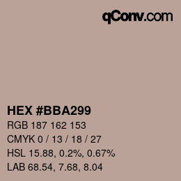 カラーコード: HEX #BBA299 | qconv.com
