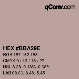 Color code: HEX #BBA29E | qconv.com