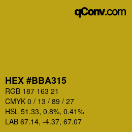 颜色代码: HEX #BBA315 | qconv.com