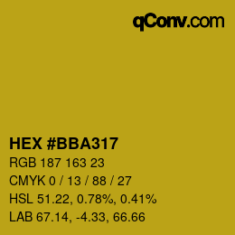 颜色代码: HEX #BBA317 | qconv.com