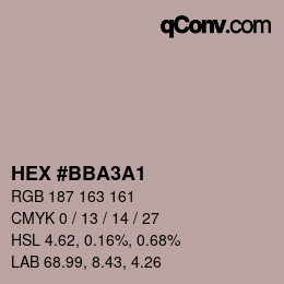 カラーコード: HEX #BBA3A1 | qconv.com