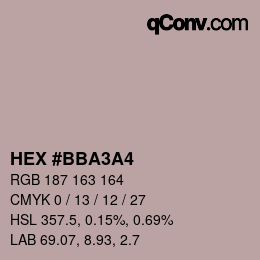 カラーコード: HEX #BBA3A4 | qconv.com