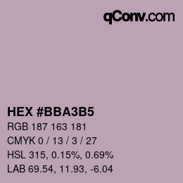 カラーコード: HEX #BBA3B5 | qconv.com