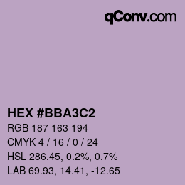 Color code: HEX #BBA3C2 | qconv.com