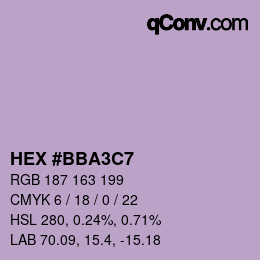 Color code: HEX #BBA3C7 | qconv.com