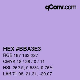 Código de color: HEX #BBA3E3 | qconv.com