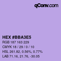 Color code: HEX #BBA3E5 | qconv.com