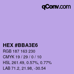 颜色代码: HEX #BBA3E6 | qconv.com