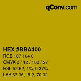 カラーコード: HEX #BBA400 | qconv.com
